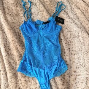 Frederick's of Hollywood Blue Lace Bodysuit